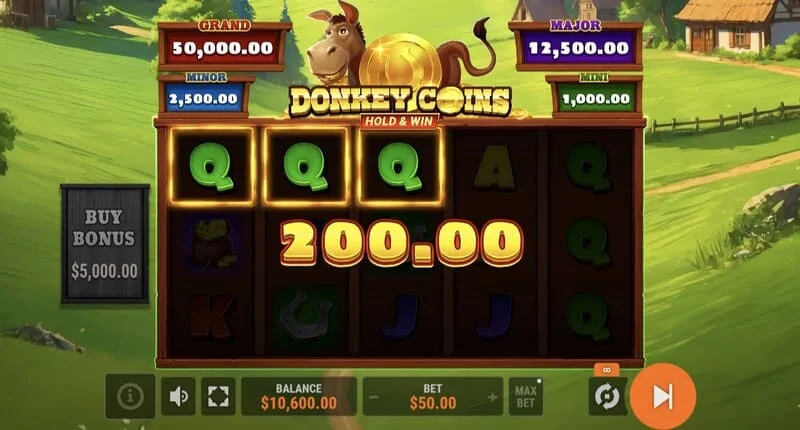 Donkey Coins Hold & Win - spuštění režimu Hold & Win